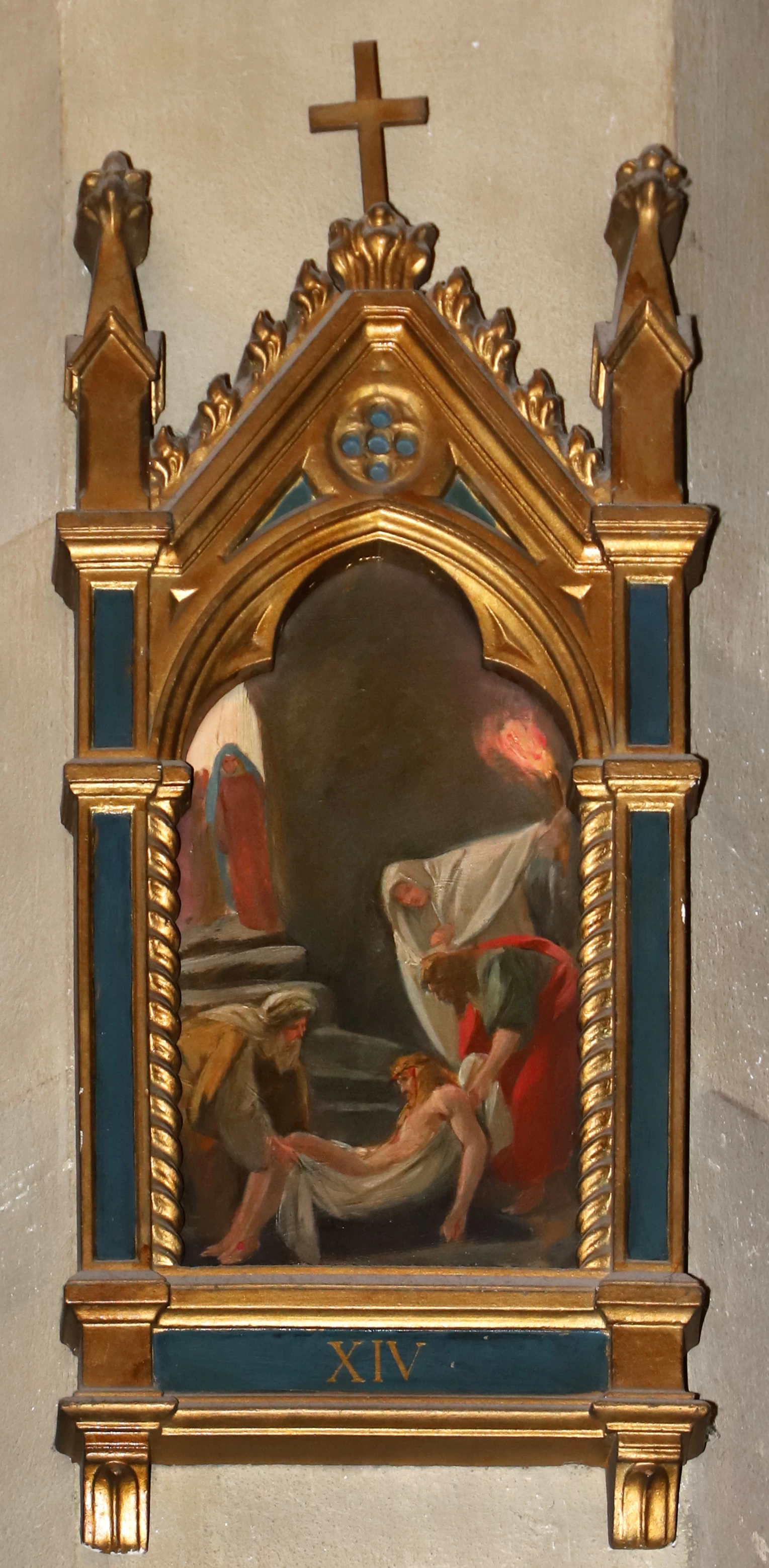 Via Crucis, 1927, stazione 14 Gesù è deposto nel sepolcro - Chiesa dei sette santi, Firenze